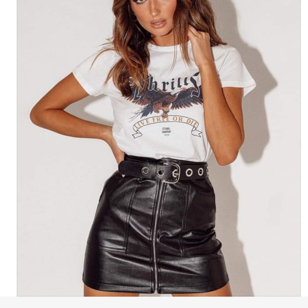 Zara Black Faux Leather Belted Zipper Detail Mini Skirt